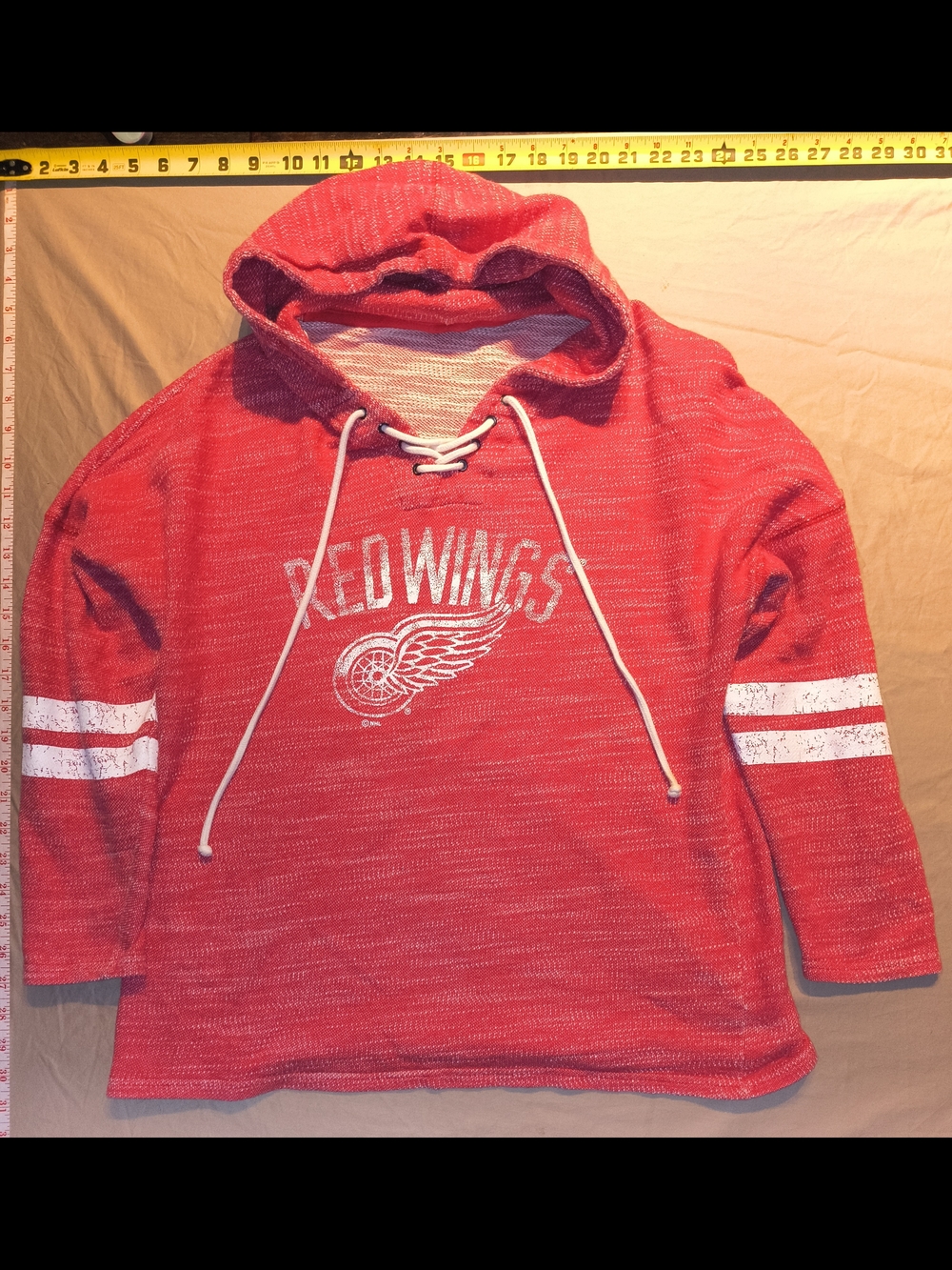 NHL Detroit Red Wings Lace Up Distressed Hoodie